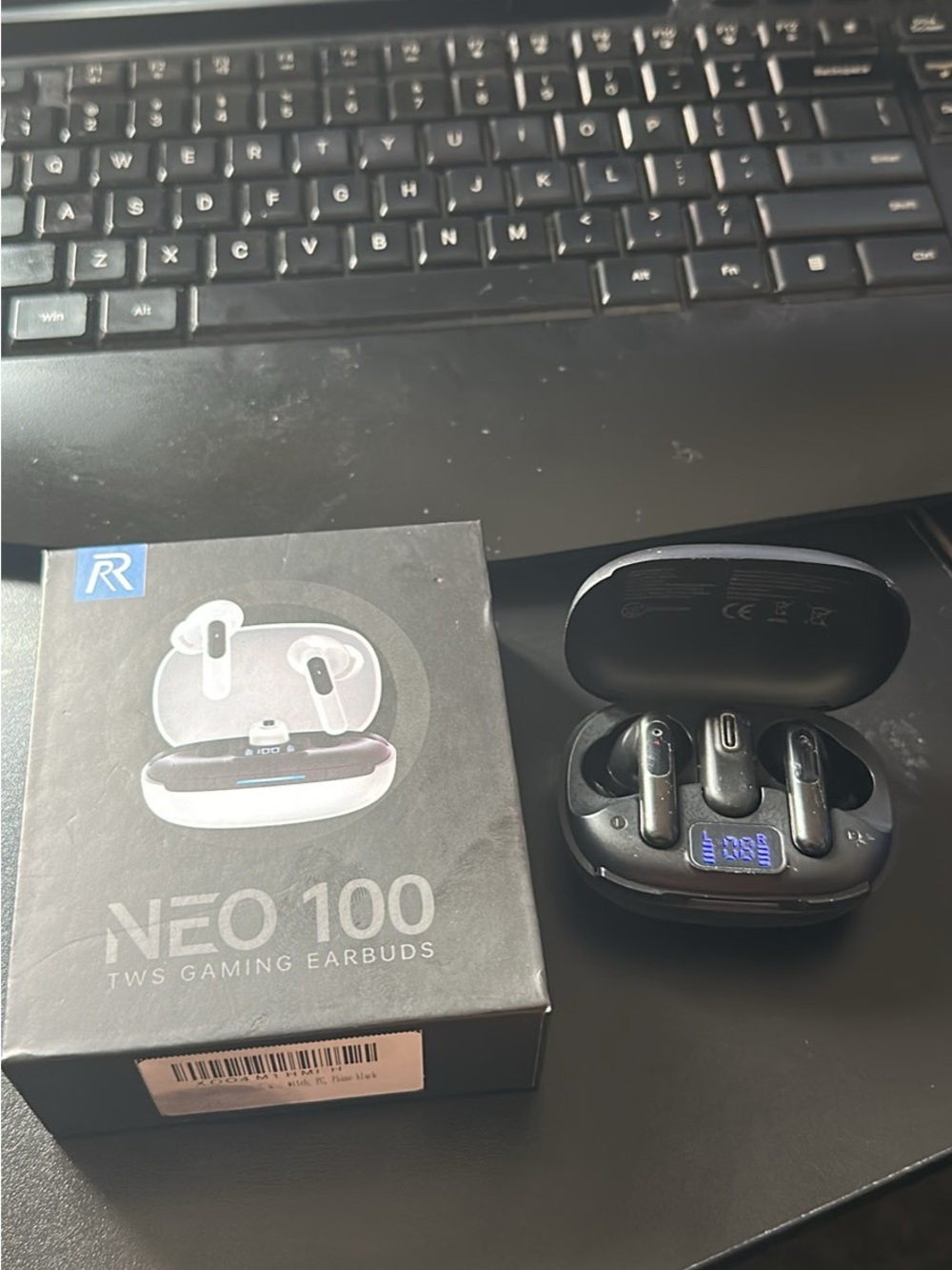 Neo 100 TWS Gaming Earbuds with dongle - Black